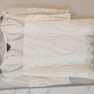 Adiva White Lace Blouse, Size XL